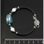 Браслет на струнке из каулита и зеленого муранского стекла