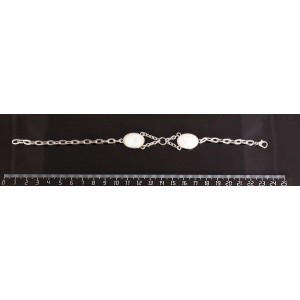 Браслет из кварца розового 2 камня, сеттинг 18х13мм, на цепочке