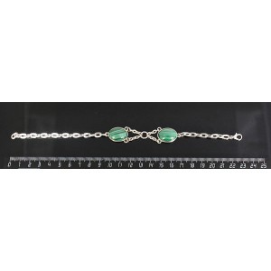 Браслет из малахита 2 камня, сеттинг 18х13мм, на цепочке