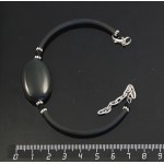 Браслет из обсидиана серебристого на струнке, овал 30х20мм