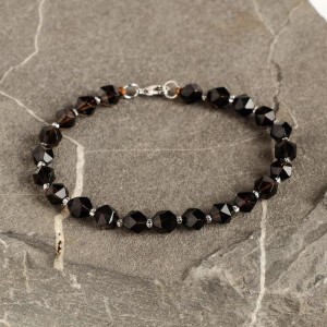 Браслет раухтопаз шарик 9-10мм огранка, на застежке