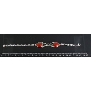 Браслет из сердолика 2 камня, сеттинг 18х13мм, на цепочке