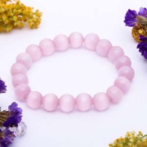 Браслет "кошачий глaз (синт.)" шар №10, цвет розовый Браслет "кошачий глaз (синт.)" шар №10, цвет розовый