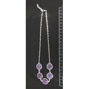 Колье из аметиста на цепочке,5 камней, круг 18мм