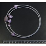 Колье из аметиста на струнке, галтовка 20х15мм + шарик 12мм