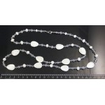 Колье длинное 90см из горного хрусталя, перламутра белого, жемчуга белого