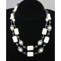 Колье длинное 90см из перламутра белого, жемчуга белого и черного