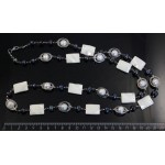 Колье длинное 90см из перламутра белого, жемчуга белого и черного