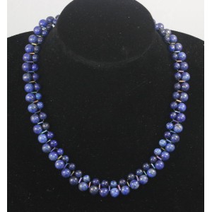 Бусы из лазурита со стеклярусами, шарик 6мм и 8мм