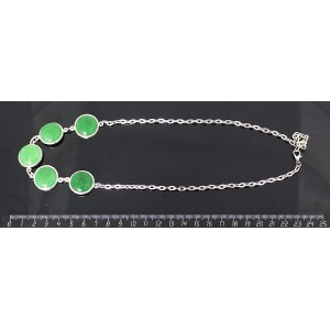 Колье из кварца тонированного, цвет хризопраз, на цепочке, 5 камней, круг 18мм