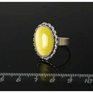 Кольцо с кошачьим глазом (синт.), цвет жёлтый, овал 18x13, безразмерное, литая оправа