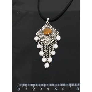 Кулон из тигрового глаза,"роза", шарик кварц розовый 6мм,  круг 12 мм