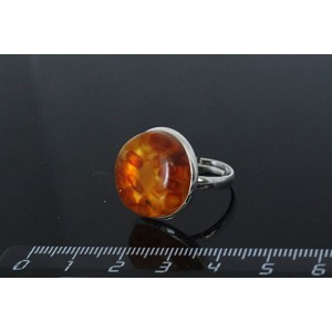 Кольцо с янтарём (нат., кабошон-мозаика), светлый, круг 18мм, безразмерное