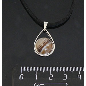 Кулон из агата черного, круг 12мм, "капелька"