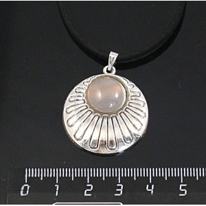 Кулон из агата серого, круг 12мм, "ракушка"