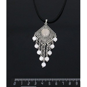 Кулон из агата серого,"роза", шарик кварц розовый 6мм,  круг 12 мм