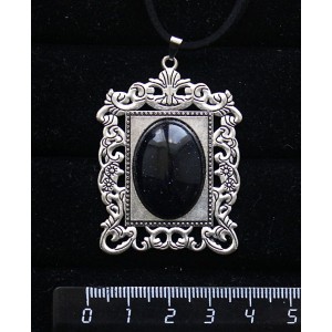 Кулон из авантюрина синего (синт.), "портрет", овал 25х18мм