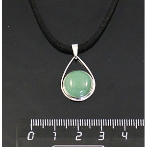Кулон из авантюрина зеленого, круг 12мм, "капелька"