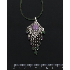 Кулон из авантюрина зелёного,"роза", шарик цоизит 6мм,  круг 12 мм