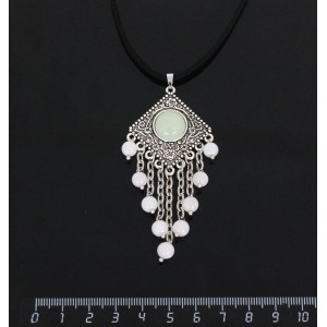 Кулон из авантюрина зелёного,"роза", шарик кварц розовый 6мм,  круг 12 мм