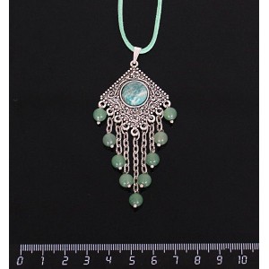 Кулон из амазонита,"роза", шарик авантюрин зелёный 6мм,  круг 12 мм