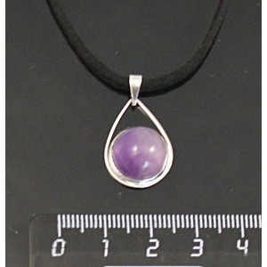 Кулон из аметиста, круг 12мм, "капелька"