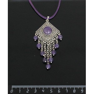 Кулон из аметиста,"роза", шарик аметист 6мм,  круг 12 мм