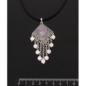 Кулон из аметиста,"роза", шарик кварц розовый 6мм,  круг 12 мм