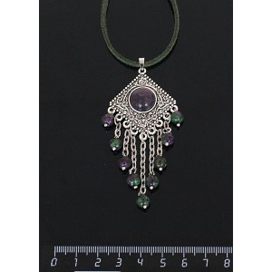 Кулон из аметиста,"роза", шарик цоизит 6мм,  круг 12 мм