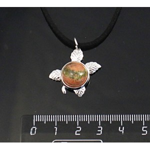 Кулон из унакита, круг 12мм, "ягодка"