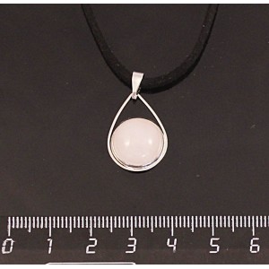 Кулон из кварца розового, круг 12мм, "капелька"