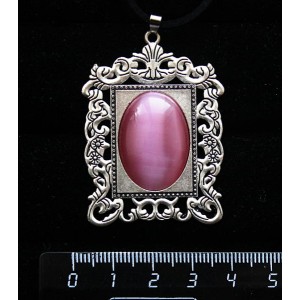 Кулон из кошачьего глаза (синт.), цвет чёрный,"портрет", овал 25х18мм