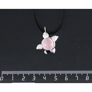 Кулон из кошачьего глаза (синт.), цвет розовый, круг 12мм, "ягодка"