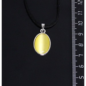Кулон из кошачьего глаза (синт.), цвет жёлтый, простой овал 18х13мм