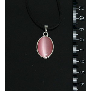 Кулон из кошачьего глаза (синт.), цвет розовый, простой овал 18х13мм