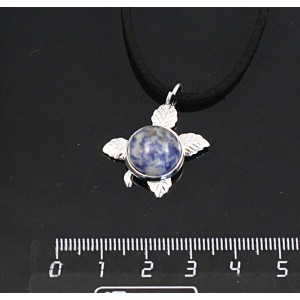 Кулон из лазурита бело-синого, круг 12мм, "ягодка"