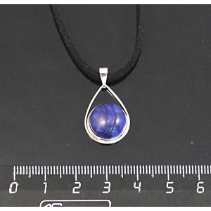 Кулон из лазурита ярко-синего однотонного, круг 12мм, "капелька"