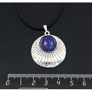Кулон из лазурита ярко-синего однотонного, круг 12мм, "ракушка"