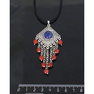 Кулон из лазурита синего,"роза", шарик сердолик 6мм,  круг 12 мм