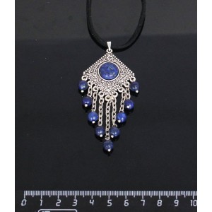 Кулон из лазурита синего,"роза", шарик лазурит 6мм,  круг 12 мм