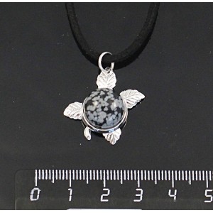 Кулон из обсидиана снежного, круг 12мм, "ягодка"