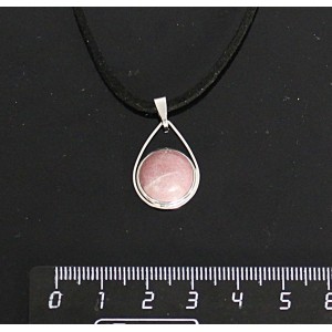 Кулон из родонита, круг 12мм, "капелька"