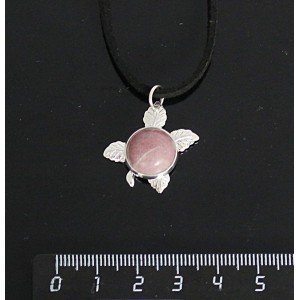 Кулон из родонита, круг 12мм, "ягодка"