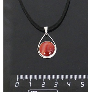 Кулон из cердолика полосатого, круг 12мм, "капелька"