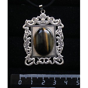 Кулон из тигрового глаза,"портрет", овал 25х18мм