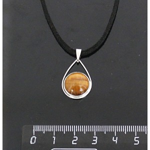 Кулон из тигрового глаза, круг 12мм, "капелька"