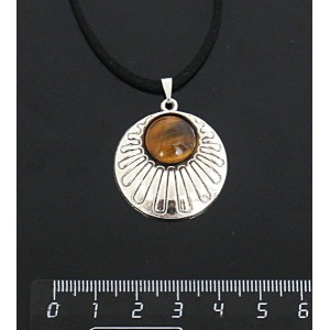 Кулон из тигрового глаза, круг 12мм, "ракушка"