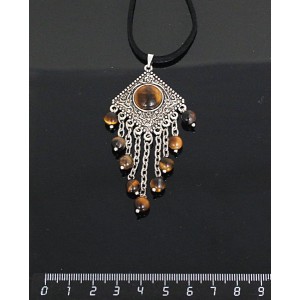 Кулон из тигрового глаза,"роза",шарик тигровый глаз 6мм,  круг 12 мм