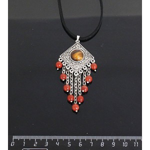 Кулон из тигрового глаза,"роза", шарик сердолик 6мм,  круг 12 мм