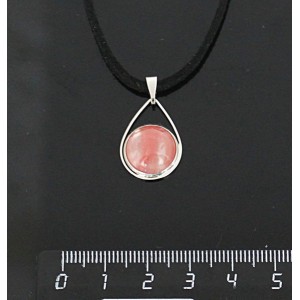 Кулон из халцедона розового, круг 12мм, "капелька"